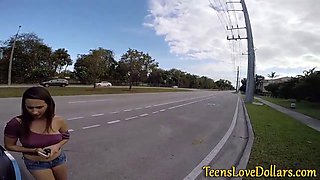 Teenage spunked over for cash