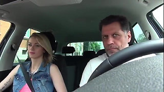 Sugar Daddy Takes a Skinny Hitcher Girl with Very Flat Tits Home to Have Some Fun