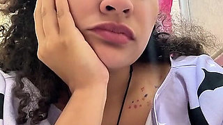 Gassy Milk-intolerant Girl on the Toilet and Farting