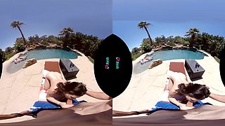 Can You Help With The Sunblock; Stepdaughter's Friend American Pool Bikini Brunette Big Tits Cumplay