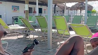 Amateur fuck in front of a crowd with my booty ebony gf