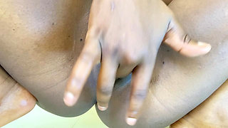 Black girl fingers herself till she cums hard