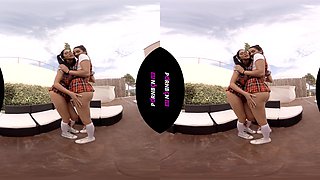 2 Lesbian Schoolgirls - Strapon Pussy Licking - Sexlikereal