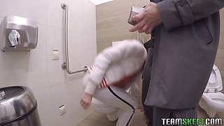 Petite Russian Spinner Has A Train Toilet Casual Sex