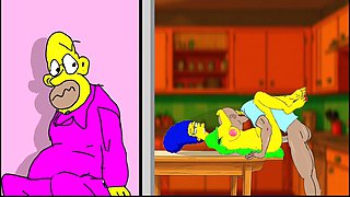 Married Housewife Gets Fucked on the Kitchen Table While Her Husband Stands Quietly Behind the Door and Watches