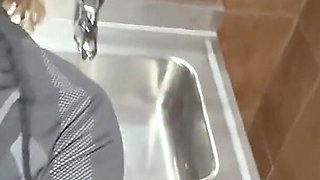 Cheating Wife Begs for Creampie During Sneaky Hookup in Public Washroom