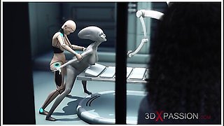 Alien lesbian seduction in a futuristic lab