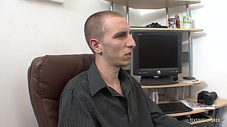 Boss introduces his cock to a sexy new employee