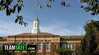 Real sex education class with insane eighteen yr olds can only lead to a ffm threesome - virgin high