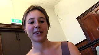 Public amateur fucked outdoors before cumshot