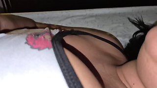 Big white cock deeply fuck unshaven Latina stepdaughter after caught fapping
