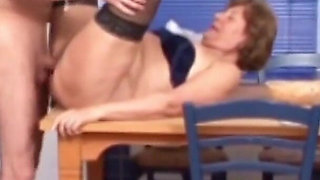 German granny with hairy pussy gets fucked by step grandson