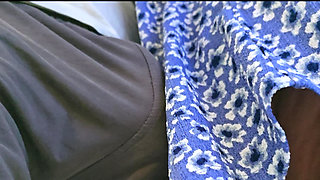 Almost Busted while Stranger's Cock Slips Into My Panties Under Skirt on Crowded Subway and CUMS Hard