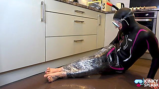 Mummified in Wetsuit and Snorkel
