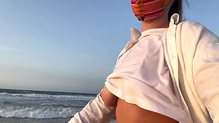 Blonde Amateur with Big Tits Is Walking Without a Bra