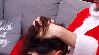 Naughty Girl Gets Spanked, Punished, and Face-fucked by Santa Claus for Masturbating on Christmas Day!