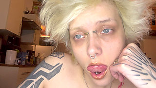 Goth Girl Lipstick Fetish Smoking a Cigarette