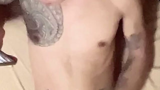ASIAN INKED BOY JERKING OFF AND CUMMING