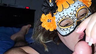 Blonde BBW Sounds Her Cock While Giving a Blowjob