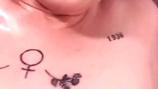 Tattooed White Teen Sucks Her Stepbrother and Sits Until She Cums