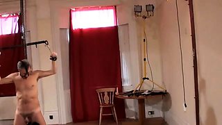 Relentless cock and balls punishment for pitiful old slave