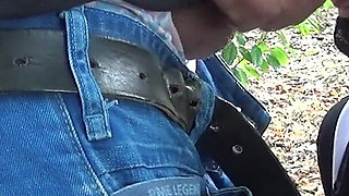 Naughty Cumhungry Nun Swallows Cum in Forrest Dogging Bukkake