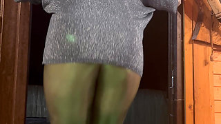 Tight & Shiny - Cameltoe Tease with No Panties