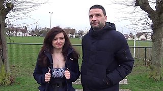 French cutie Elena Star shows off her small tits in wild