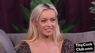 Nesty blondie babe giving HJ to smalldick