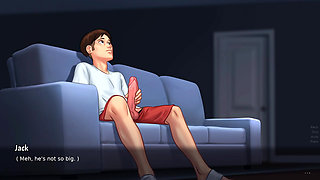 Stepmom flaunt her pussy to his Stepson while watching porn(Summertime Saga)