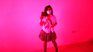 Bad Student!! Seducing My Teacher in Uniform on a Live Video Call