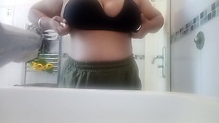 Alone at Home in Washroom Enjoying Pussy Fucking