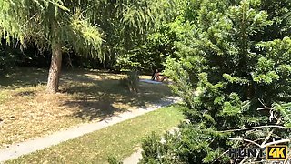 Hunt4k. rough outdoor sex with a pile of sperm inbetween a teenager and an older fellow