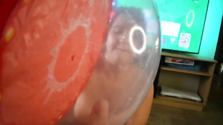 POV Blowjob and Beachball Blow Playing Games - Bunny Looner