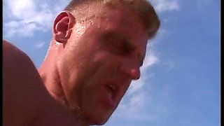 Blonde mature woman ass fucked like a wild during a barbecue