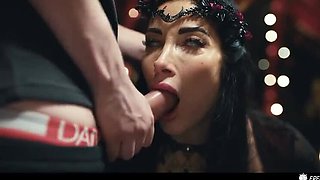 Big Tits MILF Swallows Cum - Time Stop Face Fuck with Brunette Babe