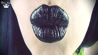 Kisses from black shiny lips ASMR JOI
