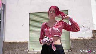 GERMAN SCOUT - Redhead German Girl Lina Like talk to First Time Casting Fuck