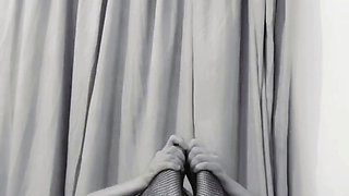 Glamour babe with big boobs masturbates in lingerie