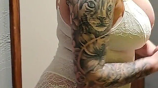 Busty Beautiful Student Girl Sucks off Fat Landlord for Rent, and He Cums in Her Mouth Until It Leaks.