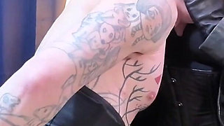 Hands Over His Mouth - Inanna Justice in Sensual Full Leather Hands Stepmother