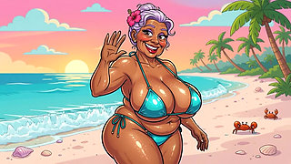 Busty Granny Huge Boobs Beach Tease - New Ai Style