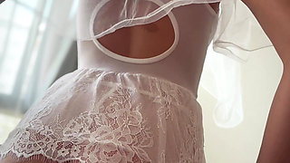 White Masked Bride Ass up Tease