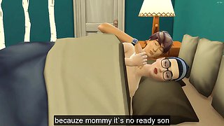 Asian stepmother catches her stepson again fingering in his room watching a porn movie in front of the computer and she determined to help him by having sex with him