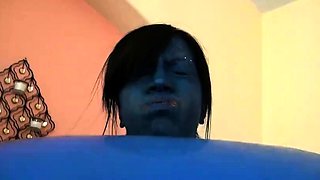 Latex slut solo anal masturbation