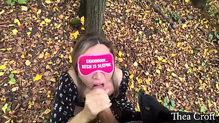 The couple decided to diversify their sex and right in the forest with a cumshot on the tongue