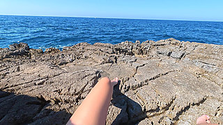Beach Risky Fingering with Peeker