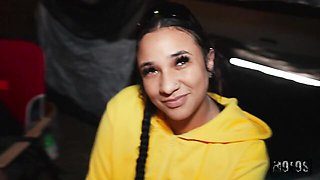 A young and slutty hottie Violet Voss is jumping on a big cock