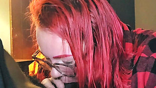 Redhead Aubrey Bigbabe304 Slobbers on a Big Fat Black Cock