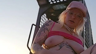 A Young French Wo Masturbate Herself on Her Dildo in a Tractor